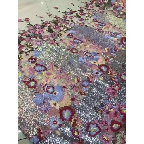 High Quality SYJ-3134 Nigerian French sequins Lace Fabric Luxury embroidered Net Lace fabric
