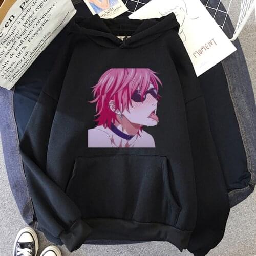 Yarichin Club Japanese Anime Aesthetics Hoodies Sweatshirt Women hoodie Harajuku Hoodied Black Hoody