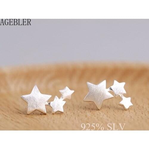 New 925 Sterling Silver Korean Star Shaped Stud Earrings Female Simple Fashion Brincos Ear Jewelry Girls Gift