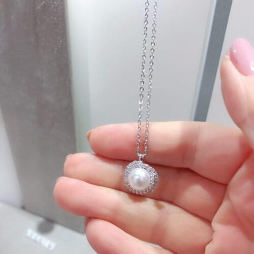 Brand 1:1 elegant and sweet temperament generous diamond-studded spiral pearl clavicle necklace ladies silver jewelry
