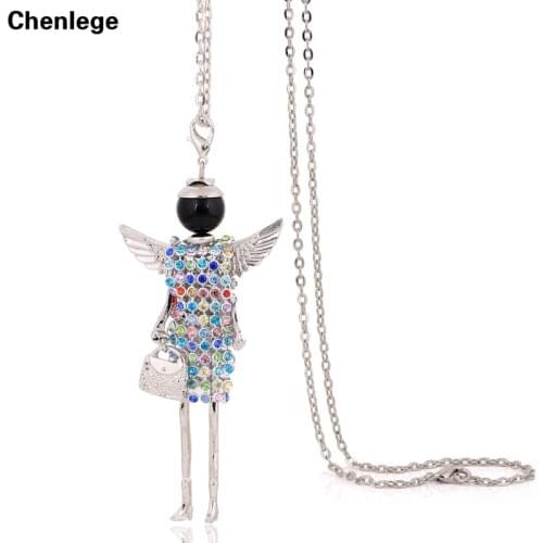 Fashion necklaces for women 2019 cute choker cloth angel crystal pendants jewelry stores accessories rhinestone long chain
