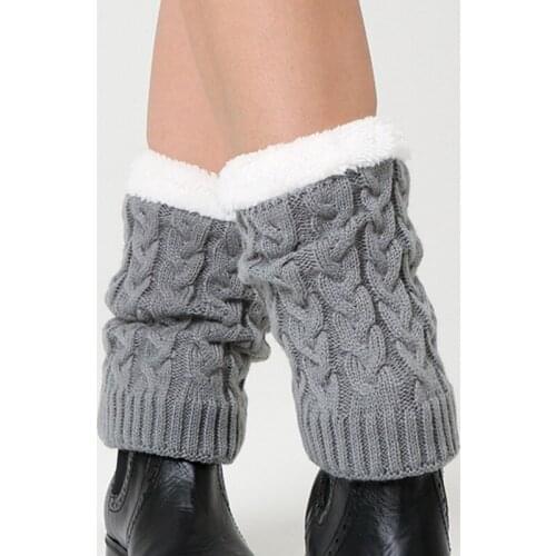 Winter Women Socks Knitting Thickened Knee Warmer Leg Warmer Foot Cover Wool Boot Cover Pair Twisted Socks For Ladies New