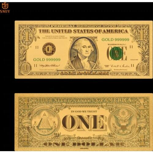 US Gold Banknote 1 Dollar Money In 24K Gold Plate Banknotes Collection And Fake Currency Paper Gifts