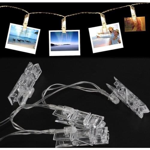 1.2m 10 LED Xmas Hanging Picture Photo Battery USB Peg Clip Fairy String Lights