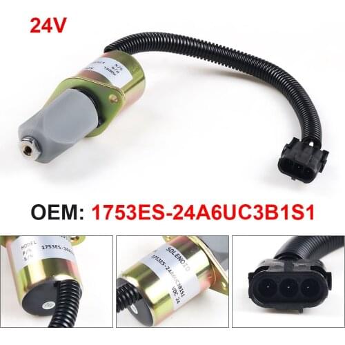 1753ES-24A6UC3B1S1 24V Fuel Shutdown Shut off Stop Solenoid Valve For Cummins For Yanmar For Kubota 3931196 SA-3665-24