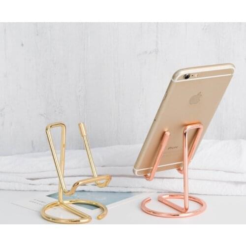 2pcs Mobile Phone Holder Stand Rose Gold Metal Tablet Desk Holders & Stands for iPhone X/8/7/6 Plus Samsung Phone/ipad
