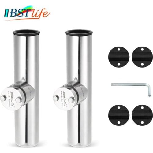 2PCS Rail Mount stainless steel316 fishing rod rack holder pole bracket support clamp on 3/4 to 1-1/4 inch marine boat hardware