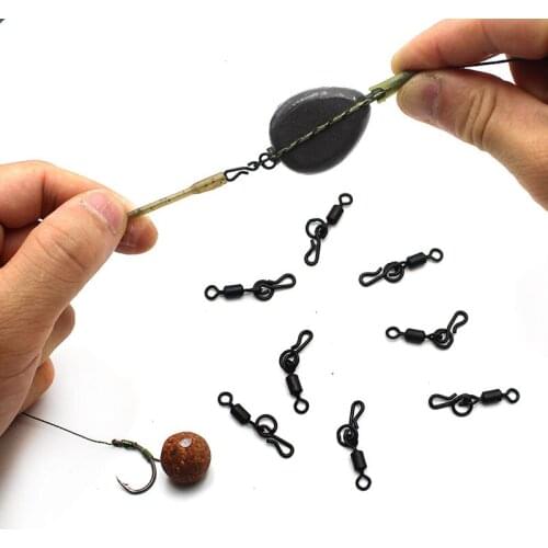 20PCS Carp Fishing Accessories QC Drop Off Inline Swivel Hair Rig Carp Fishing Swivel With Ring For Carp Fishing Terminal Tackle