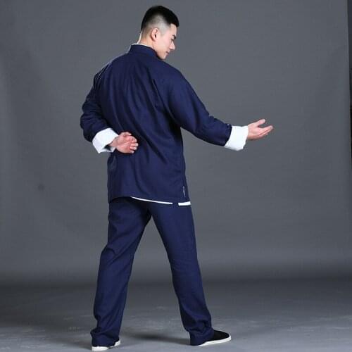 3Pcs Traditional Chinese Clothes Men Martial Arts Sets Bruce Lee Kung Fu Uniforms Linen Tai Chi Kung Fu Outfit Wing Chun Uniform