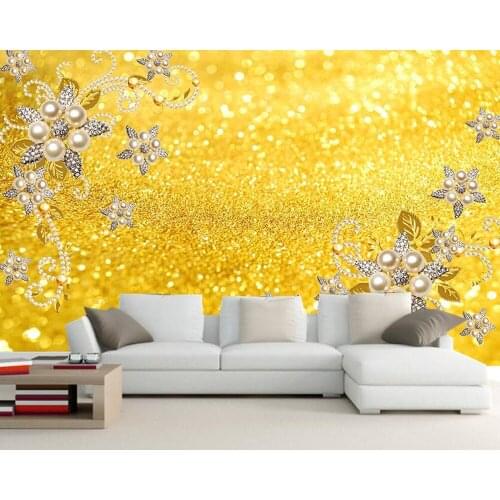 Golden jewel flower 3d wallpaper murals papel de parede for living room bedroom sofa TV wall kitchen wall papers home decor