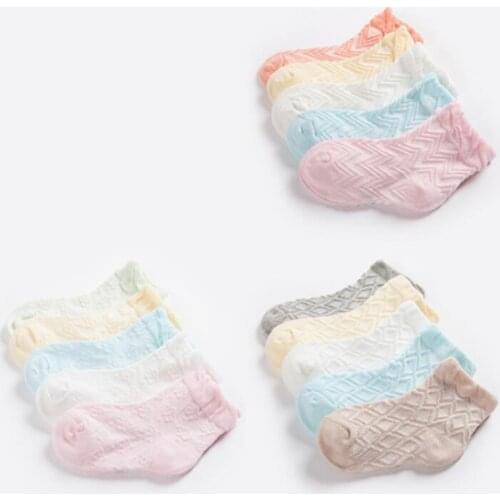 5Pair/lot 0-8 years old cotton thin childrens socks solid color casual baby socks