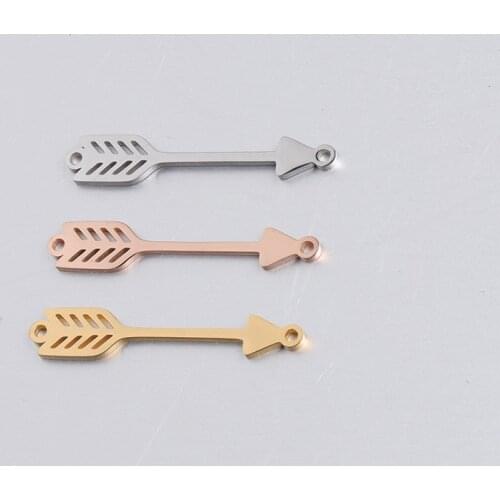 DIY Handmade Jewelry Making 5pcs 6*33mm Gold/rose Gold Color Stainless Steel Material Arrow Shape Charm Pendant for keychain