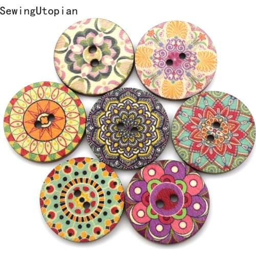 50Pcs 15/20/25mm Round Retro Wooden Buttons for Clothing DIY Sewing Buttons Scrapbooking Decor Craft Accessories