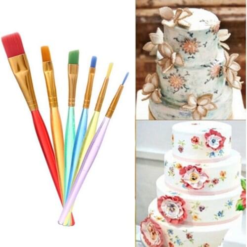 6 pieces/set Multicolor candy cake frosting decoration brush set Bakeware set tools Sugar Baking Cream Palette Color pen PAK55