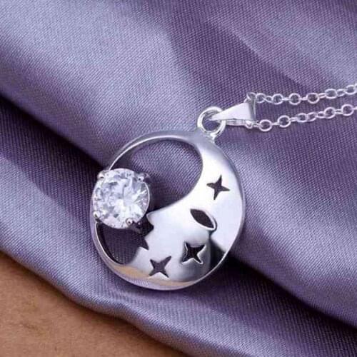 925 jewelry silver plated Jewelry Pendant Fine Fashion Cute Inlaid stone moon Necklace Pendants Top Quality CP316