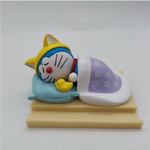 Bandai Anime Doraemons Toy Figures PVC Ornaments Mobile Phone Holder Desktop Collection Decoration Gifts for Children