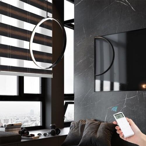 Ombre Automatic Motorized Zebra Blinds Blackout Electric Roller Blinds Shade with Lithium Battery Motor for Windows Bathroom