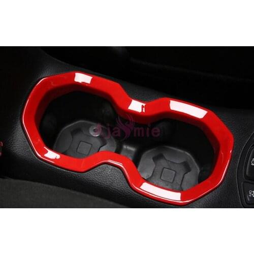 Car Styling Interior Red Color Water Cup Holder Cover Panel Overlay Trim Kit Plate 2016 2017 For Jeep Renegade Accessories