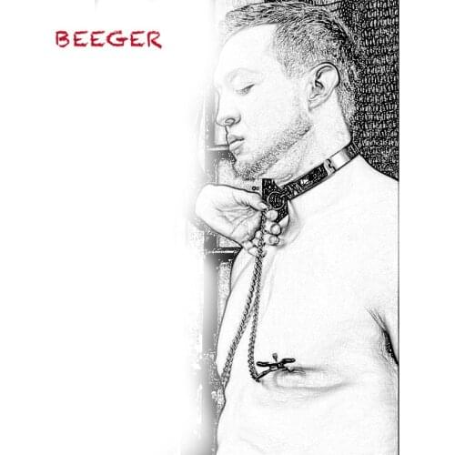 BEEGER Slave Collar with Nipple Clamps, Stainless Steel Collar with Nipple Clamps Chain Breast Clip