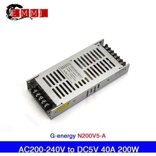 Free Shipping G-energy Slim N200V5-A Slim LED Display Power Supply AC 200-240V to DC5V 40A 200W 220V AC Input Voltage