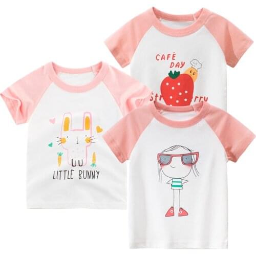 Children Grils T-Shirts Cartoon Print Kids Baby Tops Short Sleeve T-Shirt Children Cotton Pink T-Shirts Tees New Arrive 2020