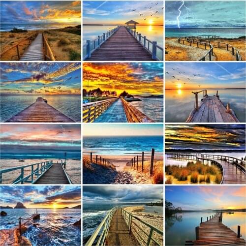 Evershine 5D DIY Diamond Painting Bridge Diamond Embroidery Cross Stitch Scenery Pictures Of Rhinestones Home Decoration