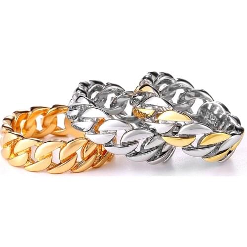 Huitan Korean Fashion Metal Men Rings Chunky Chain Design Link Twisted Geometric Ring for Women Jewelry Party Gift Drop Shipping