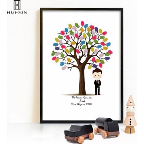 Creative Free Custom Name And Date Signature Fingerprint Canvas Guest Book For Kids First Holy Communion Gift Boys Girls Baptism