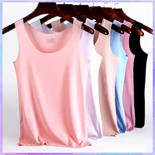 Solid Sexy Womens Tank Top Female Summer Ladies Ice Silk Basic Tops Vest Elastic Cotton Camis Sleeveless Backless Camisole