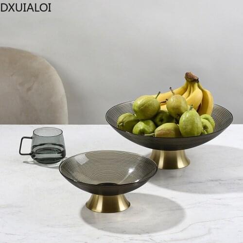 Creative splicing metal tray striped glass fruit dish home living room desktop coffee table fruit snack storage decoration