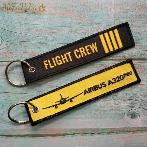 MiFaViPa 2 PCS/Lot Fashion Trinkets Chaveiro Boeing A320 Key Chains Yellow Flight Crew Embroidery llavero for Men Christmas Gift