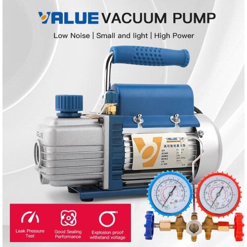 VALUE FY-1H-N Mini Rotary Vane Air Vacuum Pump Ultimate Vacuum Air Conditioning Refrigeration Vacuum Pump with Manifold Gauge