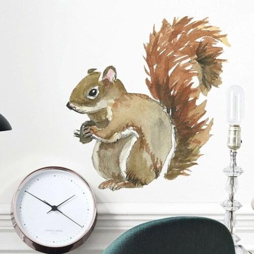 Cute Squirrel Wall Sticker For Kids Babyroom Home Decoration Removable Wallpaper Living Room Bedroom Mural Animals PVC Stickers