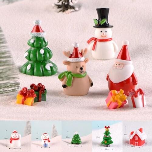 Christmas Series Decoration Ornaments Cute Home Micro Landscape Decoration Plant Creative Resin DIY Mini Santa Elk Hat Crafts