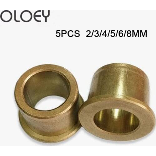 5PCS ID 2 3 4 5 6 8mm Flanging Self-Lubricating Bearing Powder Metallurgy Oil Copper Bushing Guide Sleeve with Stepped Flange