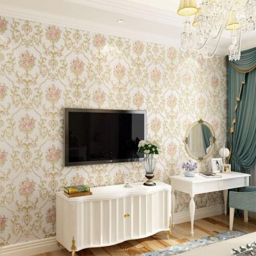 Modern Pastoral Florals 3D Non Woven Wallpaper For Bedroom Living Room Home Decoration Embossed Flower Pattern Wall Paper Roll