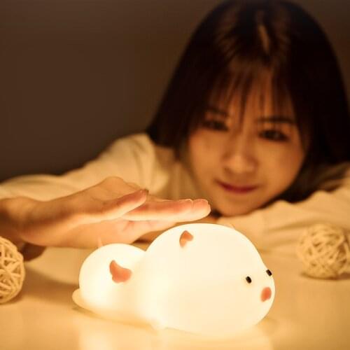 USB LED lamp Silicone Night Light Cute Animal Soft Cartoon Ambient Lamps For Children Bedroom Baby Christmas Gift Sleeping Light