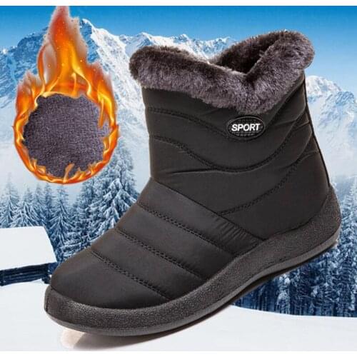 Winter Warmth Thickening fluffy Female Boots Waterproof Snow Boots Lightweight Non-slip High To Help Cotton Shoes Women 35-43