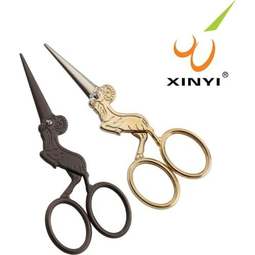 Sheep Scissorsplated Titanium Retro Scissors Embroidered Hand Scissors Mini Eyelash Scissors Eyebrow Hairstylist
