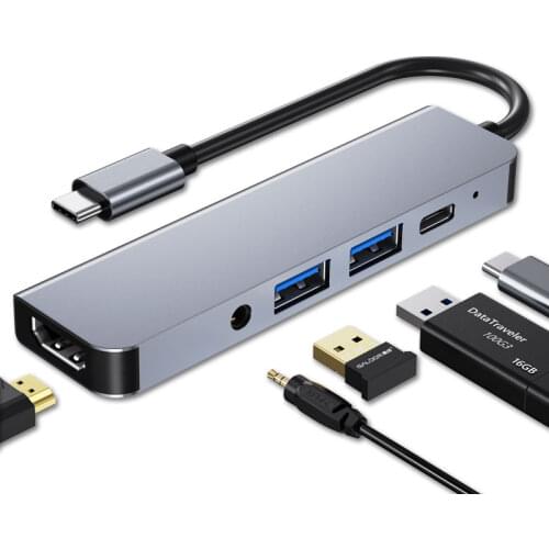 EASYA USB C Hub for iPad Pro USB Type C to HDMI-compatible Adapter 3.5mm Headphone Jack PD Hub 3.0/2.0 for Macbook Pro/Air M1