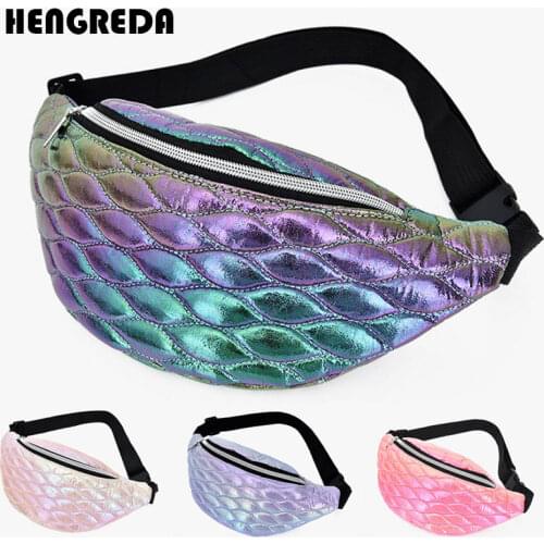 Holographic Fanny Pack Women Waist Bag Fashion Gradient Color Women`s Belt Bag Laser Shining Travel Chest Pouch Hip Phone Pocket