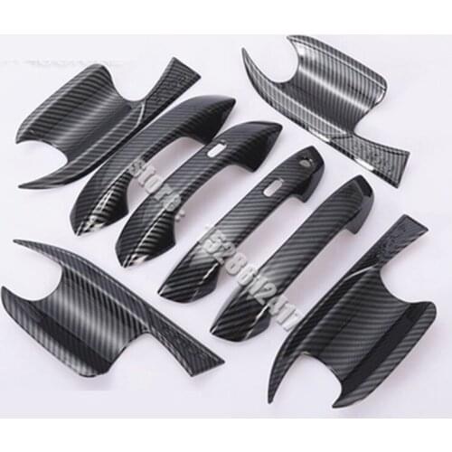 For Volkswagen Golf 8 rline 2021 Carbon fiber pattern Door Handle Bowl Door handle Protective covering Cover Trim Car-styling