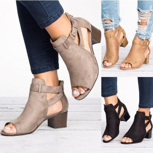 Woman Sandals Shoes 2019 Summer Fashion Style Wedges Pumps High Heels Buckle Strap Gladiator Women Solid Plus Size 35-43