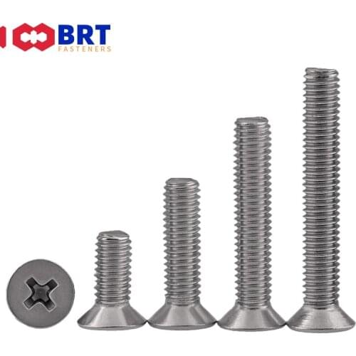 10/50 M6 M8 304 Stainless steel GB819 Cross Phillips Flat Countersunk Head Screw Bolt Length 8-100mm