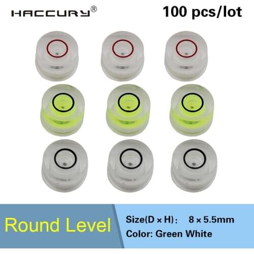 100pcs HACCURY Super Mini Spirit Level Bubble Circular bubble level beads size 8*5.5mm White Green Color