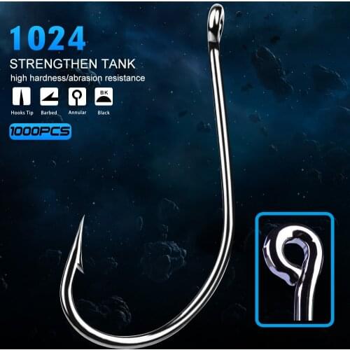 1000pcs Fishing Hook 1024-4#-6/0#-Asia no15#-28# Maruseigo Hook Jig Big Hook Black Color Treble Hooks