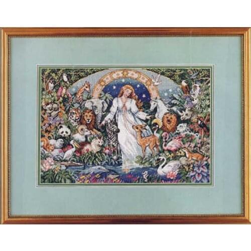 11/14/18/16/22/25/28ct Counted Cross Stitch Kit Mother Earth Human Girl Animals Paradise Haven Joy to the World Angel dim 03797
