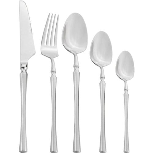 16pcs or 24pcs Dinnerware Cutlery Sliver Mirror Cutlery Set Stainless Steel Fork Teaspoon Knife Steel Cutlery Set Silverware Set