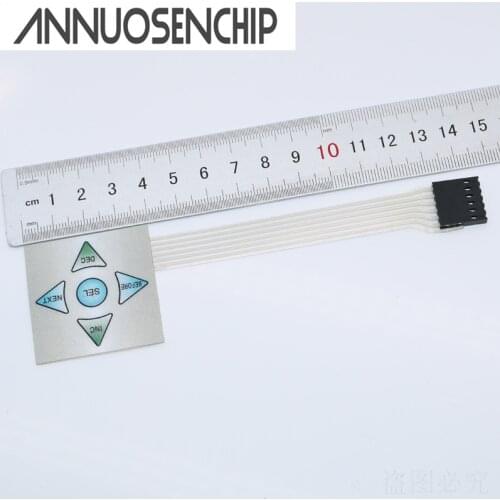 1x5 Matrix Array 5Key Membrane Switch Keypad Keyboard 1*5 Keys Control Panel Plate for Aduino 40*40mm