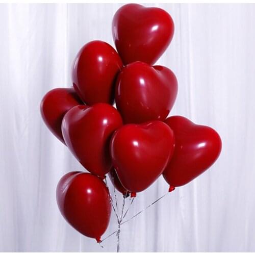 50pcs ruby red latex balloons love heart Inflatable air helium balloon valentines day marriage wedding party decor supplies